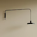 Minimalist Black Wall Lamp With Curved Arm For Beige Home Interior Decoration