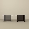 Black Round Side Tables with Unique Stand Design in Light Room Interior 3d model