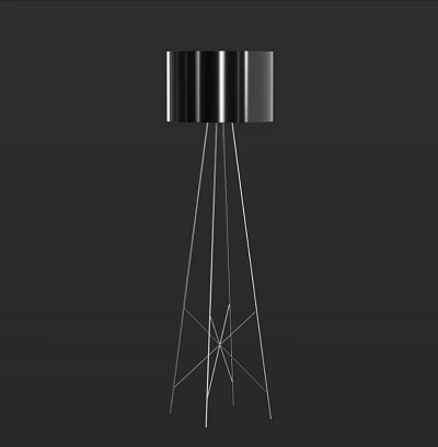 Modern Black Floor Lamp With Sleek Metal Stand And Minimalist Design For Home Decor 3d model