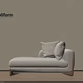 Poliform Gray Chaise Lounge with Cushions and Wooden Legs in Beige Wall and Wooden Floor