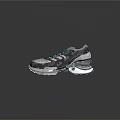 Stylish Gray Black Athletic Sneakers With Teal Laces Silver Accents And White Spiked Sole