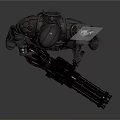 Futuristic Armored Warrior Character With Heavy Weapon And Energy Flames On Back Sci-Fi Design