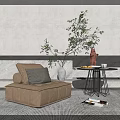 Modern Single Sofa Casual Chair Casual Single Sofa Side Table 3d model