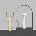 Cream And White Floor Lamps With Sleek Ceramic And Textured Bases Grey Wall Arched Structure