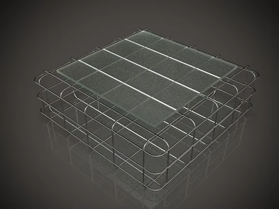 Modern Display Shelf with Metal Frame Glass Panel and Grid Design Structure 3d model