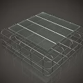 Modern Display Shelf with Metal Frame Glass Panel and Grid Design Structure