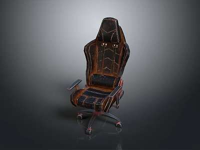 Vintage Leather Gaming Chair Design With Stitched Details Armrests And Wheels 3d model