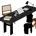 Middle style desk and chair combination 3d model