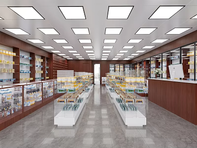 Retail Store Interior Design With Glass Display Cases Shelves Counter And Lighting 3d model