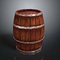 Vintage Wooden Barrel With Metal Hoops For Home Storage And Decor