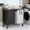 Bathroom Accessories Cart with Trash Bins Toiletries and Towels for Organized Space