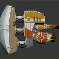 Sci Fi Mechanical Thruster Device With Orange Yellow Flame And Metallic Structure 3d model