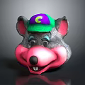 Cartoon Animal Character Head Wearing Purple Green Cap With Yellow G Letter