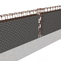 Building Exterior Wall Construction Underway With Scaffolding And Layered Brick Structure 3d model