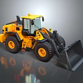 Yellow Heavy Duty Loader With Cab Large Front Bucket And Black Tires