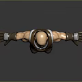 3D Muscular Bald Bearded Character Wearing Brown Leather Vest Long Gloves And Boots