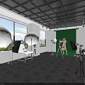 Professional Photography Studio Setup With Green Screen Lighting Tripods And Softbox Umbrellas