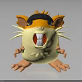 Cute Cartoon Hamster Character With Open Mouth Long Whiskers And Orange Ears