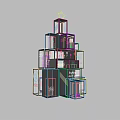 Colorful Neon Light Christmas Tree Shaped Structure With Stacked Gift Layers And Star Top 3d model
