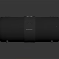Black Cylindrical Bluetooth Speaker With Textured Surface Control Buttons And Blue Light