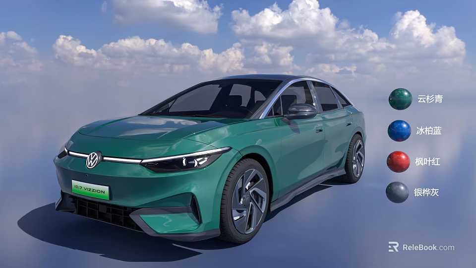 Stylish Volkswagen Electric Sedan With Green Exterior And Color Options 3d model 
