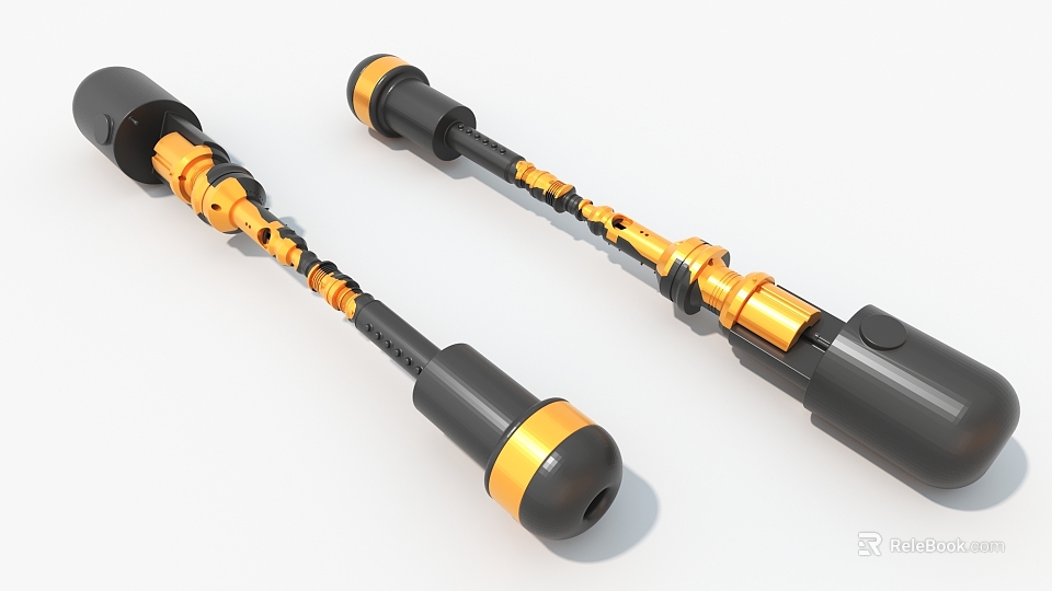Industrial Equipment Mechanical Rods With Black And Gold Connecting Metal Components 3d model 