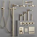Modern Brass Bathroom Faucets Including Shower System Handheld And Accessories 3d model