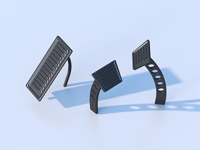 Black Metal Bracket Designs With Grille And Hole Patterns In Various Shapes 3d model