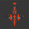 Red Sci Fi Spaceship 3D Model With Multiple Engines And Aerodynamic Wings 3d model
