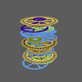 Mechanical Gear Components Stacked In Interlocking Structure With Metal Teeth And Rotating Design
