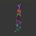 Game Movie Character With Purple Blue Hair And Patterned Leather Outfit Boots