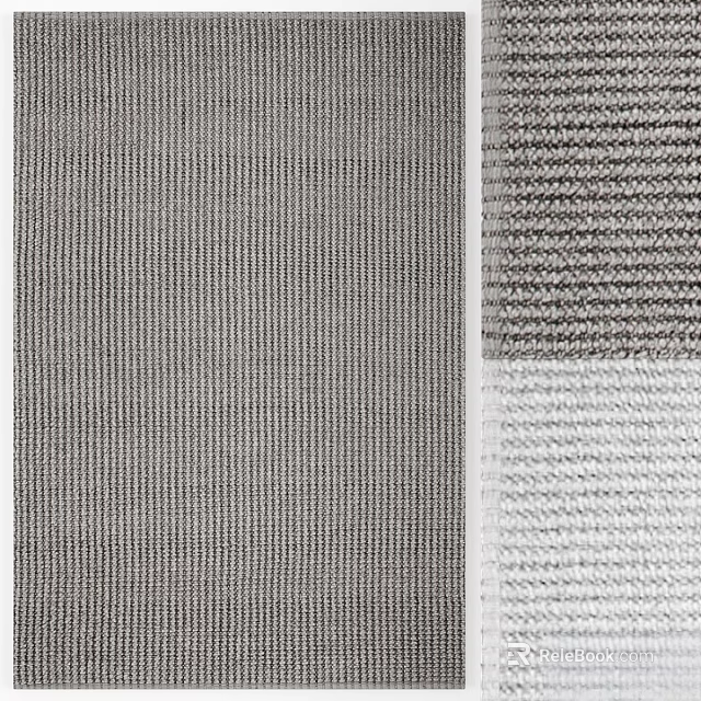 Modern Square Rug With Woven Gray And White Textured Pattern For Living Room Decor 3d model 