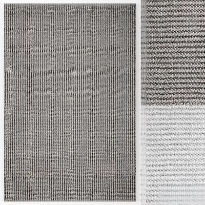 Modern Square Rug With Woven Gray And White Textured Pattern For Living Room Decor 3d model
