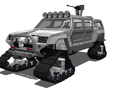 Functional Vehicle With Tracked Chassis Roof Mounted Lights And Equipment 3d model
