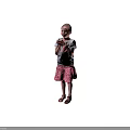 Cute Little Girl Wearing White Pineapple T Shirt And Red Floral Skirt Holding Apple