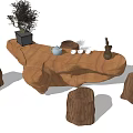 New Chinese Style Root Carving Tea Sea Tea Table and Chair Root Carving Tea Table Root Carving Tea Table and Chair Combination Root Carving Tea Set 3d model