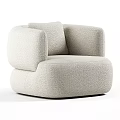 Single Sofa With Beige Bouclé Fabric Modern Design Round Arms And Comfortable Cushion