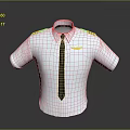 White Short Sleeve Pilot Shirt With Black Tie Yellow Striped Epaulets And Emblem
