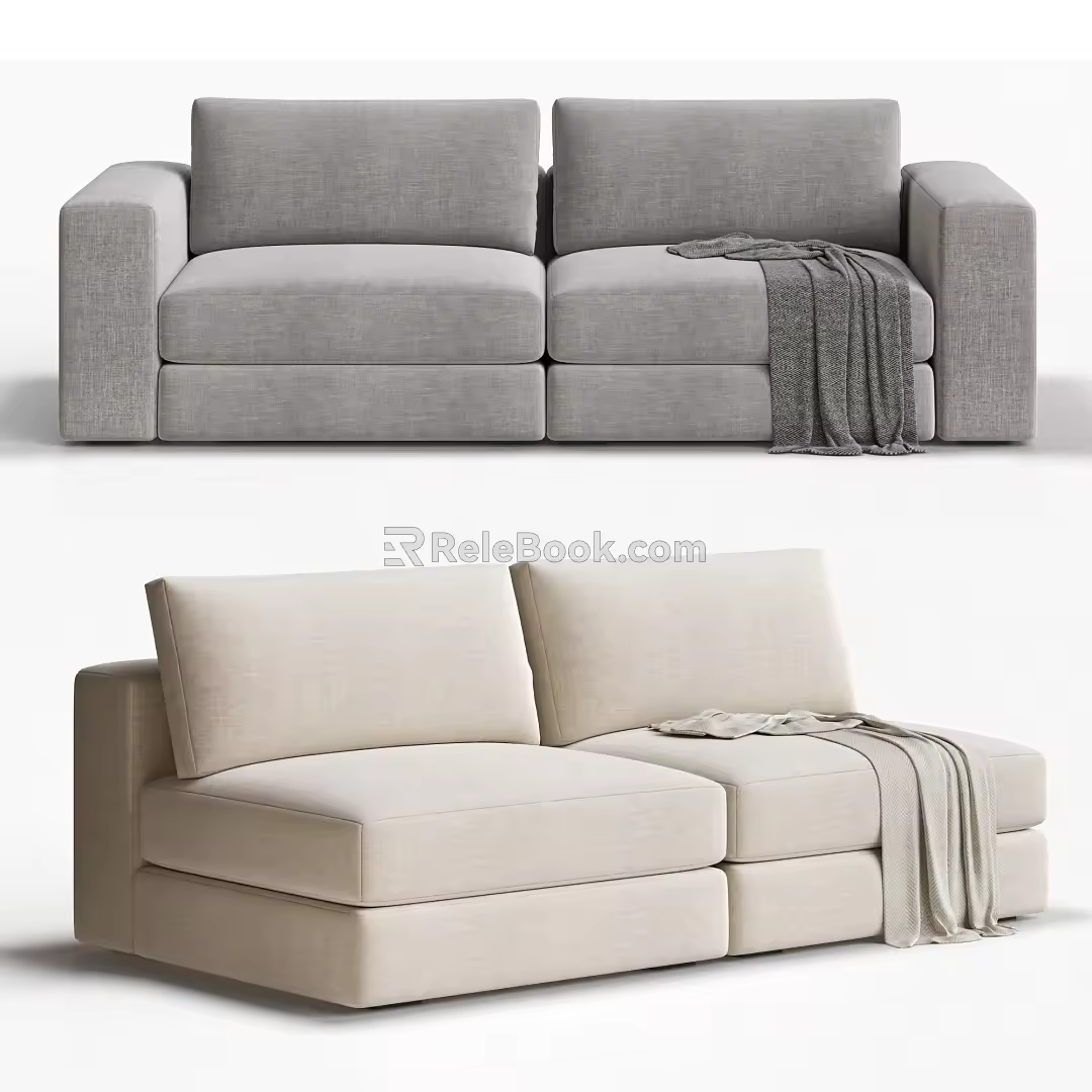 Modern Double Sofa Modular Sofa Nordic Sofa Silent Sand Sofa Simple Sofa 3d model