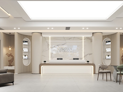 Office hall lobby front desk leisure sofa water bar hall 3d model