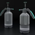 Two Transparent Spray Bottles With Green Nozzle Handle And Gray Base Design