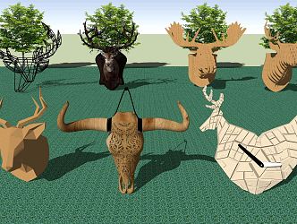 Modern Animal Wall Decoration Wall Decoration Iron Deer Cattle Sheep Moose Head Craft Decoration Pendant 3d model