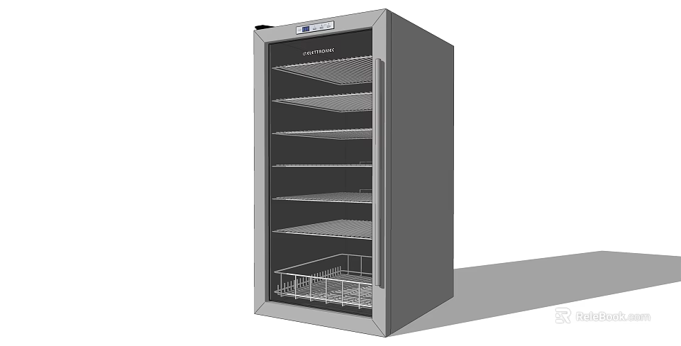 Upright Glass Door Refrigerator Freezer With Multiple Shelves And Temperature 3d model 