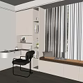 Bay Window Cabinet Desk Bookcase Integrated Cabinet Combination 3d model