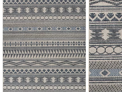 Geometric Pattern Square Rug With Blue Gray And Cream Design For Home Decor 3d model