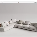Modern Light Colored L shaped Sectional Sofa with Plaid Cushions and Wooden Armrests