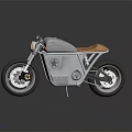 Custom Vintage Motorcycle With Silver Metallic Body Brown Leather Seat And Chrome Wheels