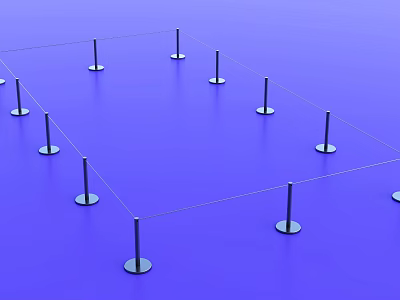 Modern Transparent Glass Fence With Metal Posts And Square Structure Design 3d model