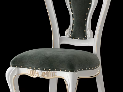Dark Green Velvet Dining Chair with White Frame Gold Accents Rivet Decor and Carved Legs 3d model