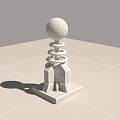 Silver Sphere On Brown Springs With Red Gray Base And Blue Square Platform